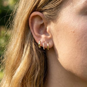 18K Gold gefülltes Hoop Ohrring Set, 3-teiliges Huggie Ohrring Set, zierliches Ohr Stack Set, minimalistisches Geschenk für sie