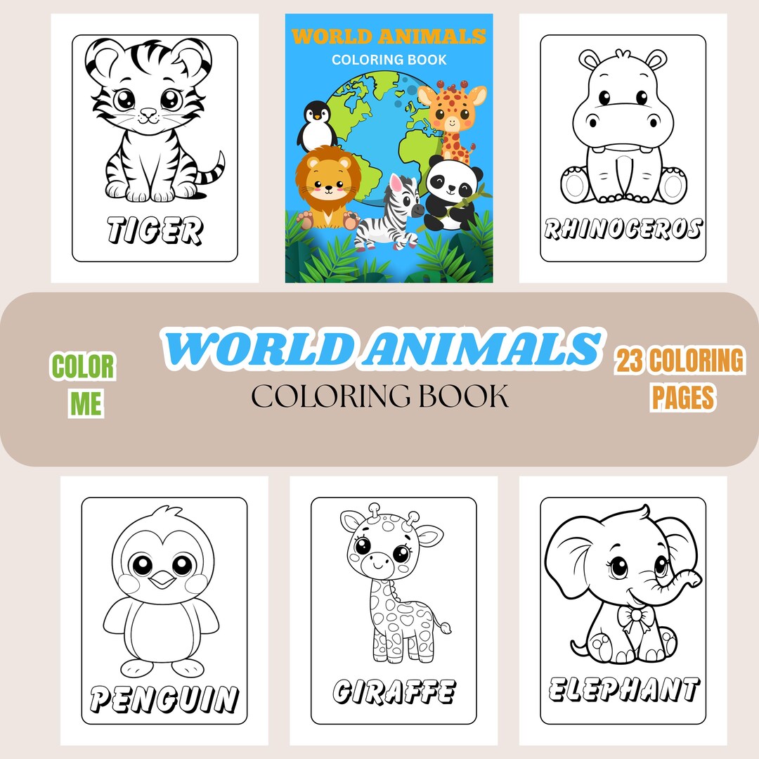 WORLD ANIMAL COLORING - Etsy