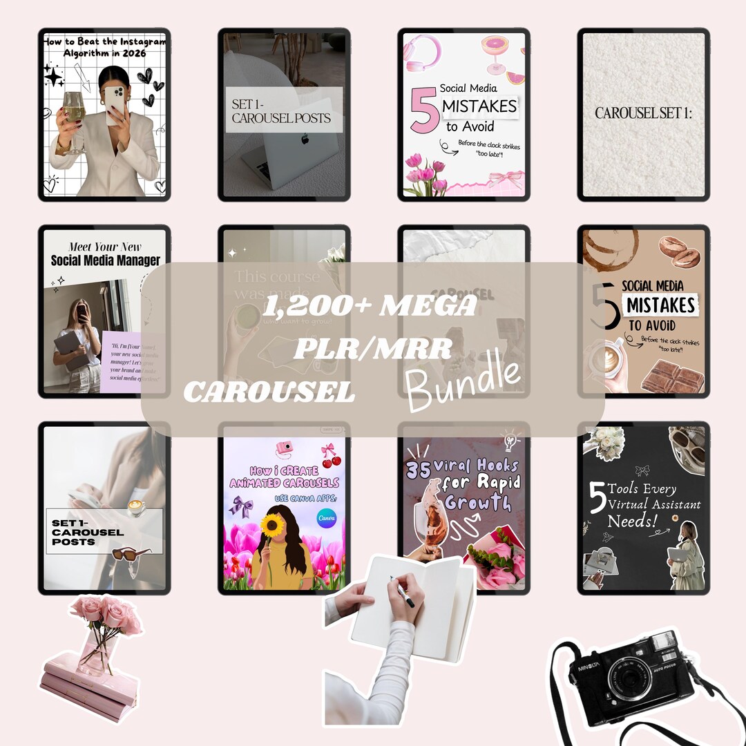 1200+ Canva Carousel Templates Bundle | PLR MRR Social Media - Etsy