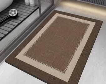 Luxury Vintage Diatomite Bath Mat Super Absorbent Non-Slip Quick Dry Bathroom Rug Doormat