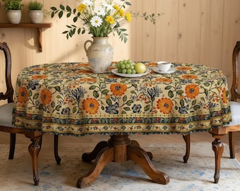 花柄パステルカラーの防水・洗濯可能な長方形テーブルクロス、キッチン・ダイニング用、ホームデコレーションスタイル