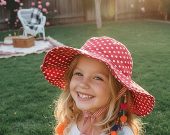 Bonito sombrero de cubo con lunares / Sombrero de protección solar de verano / Sombrero ajustable para mujer / Imprescindible para vacaciones, se adapta a una circunferencia de cabeza de 22 a 23,6 pulgadas