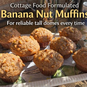 Receta de muffins de plátano y nueces con ingredientes caseros / Estilo de panadería de cúpula alta / Fórmula estructurada, estable y lista para el mercado