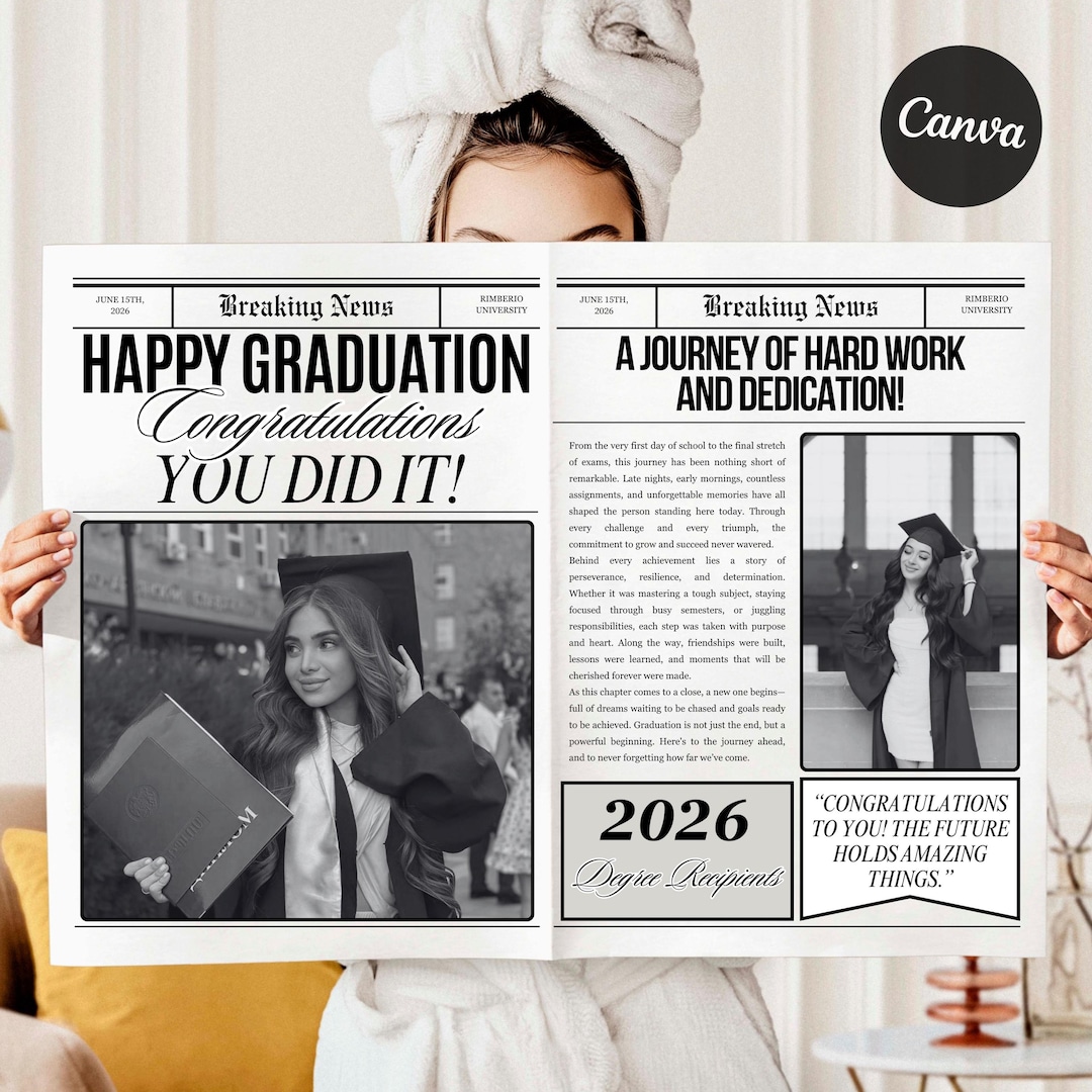 Graduation Media Guide Graduation Newspaper Gift Template, Flower Bouquet Wrap Newspaper ...