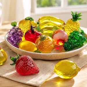 Figura de fruta de vidrio hecha a mano para decorar la mesa de la cocina, regalo alegre para inauguración de casa, adorno para el alféizar de la ventana iluminado por el sol, centro de mesa tropical de verano.