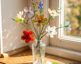 Anpassade glasblommor för mors dag, evig blomgåva för nytt hem, matbordsdekor i Cottagecore, solfångare för fönster