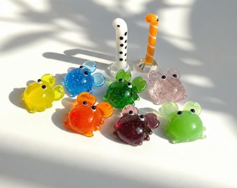 Handmade Miniature Glass Eel & Crab Figurines, Lampwork Ocean Animal, Beach Coastal Decor, Tiny Sea Creature Sculpture, Terrarium Ornament