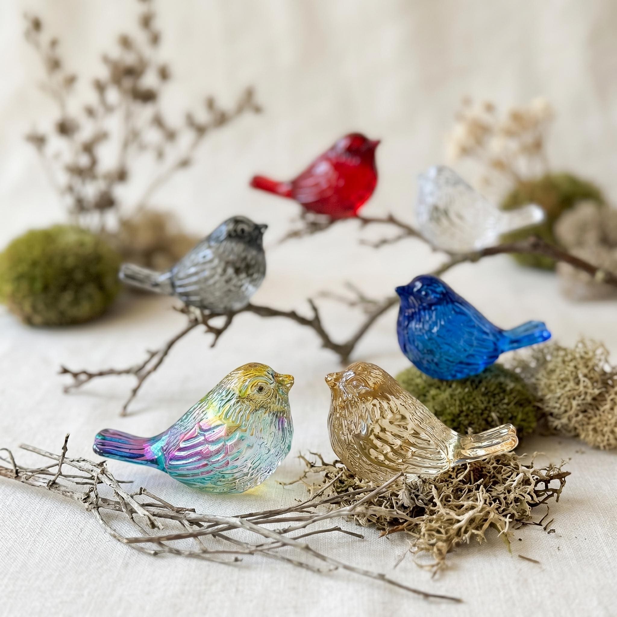 鳥の置物 ガラスの鳥の置物 - Etsy 日本