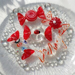 Blown Glass Candy Figurines, Unique Valentines Gift, Wedding Favors, Wedding Table Decor, Whimsical Glass Decor, Cake Topper, Food Miniature image 12