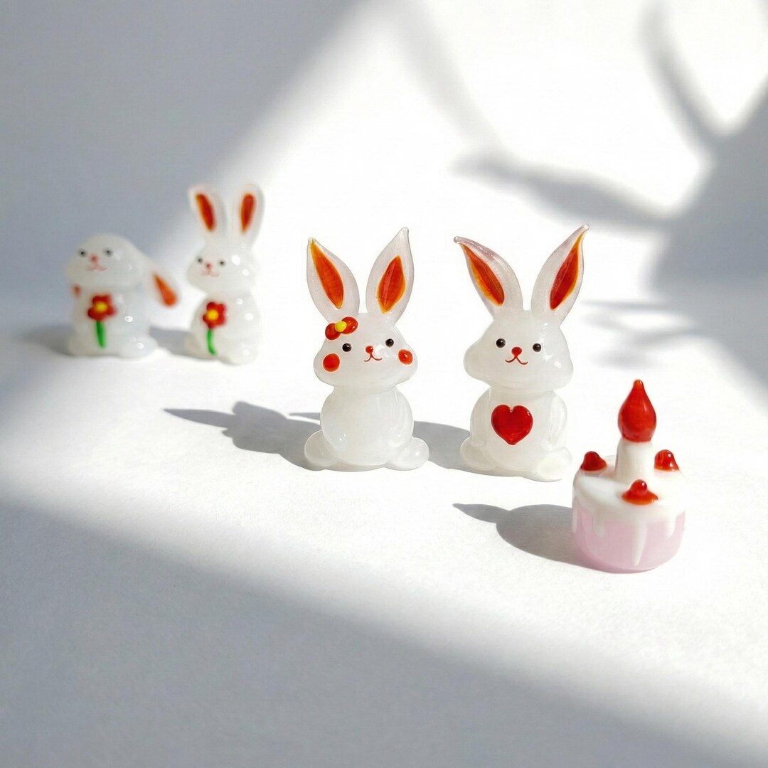 Cut Glass Rabbit Handmade Glass Bunny Cake Topper, Rabbit Figurine for Wedding Decor ...