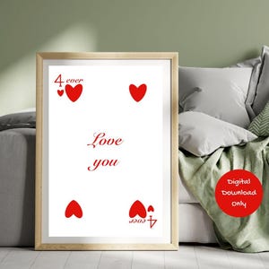 Red Heart Wall Art, Love You Forever Print, Boho Home Decor (Digital Download)