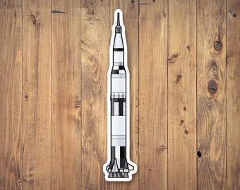 Astronaut on Apollo Saturn V Vinyl Decal | Outer Space Rocket Waterproof Die-cut Sticker