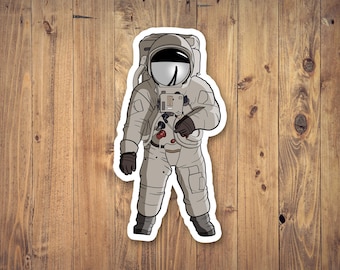 Astronaut on Moon Vinyl Decal | Space Waterproof Die-cut Sticker