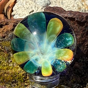 Gold and silver fume implosion flower Marble