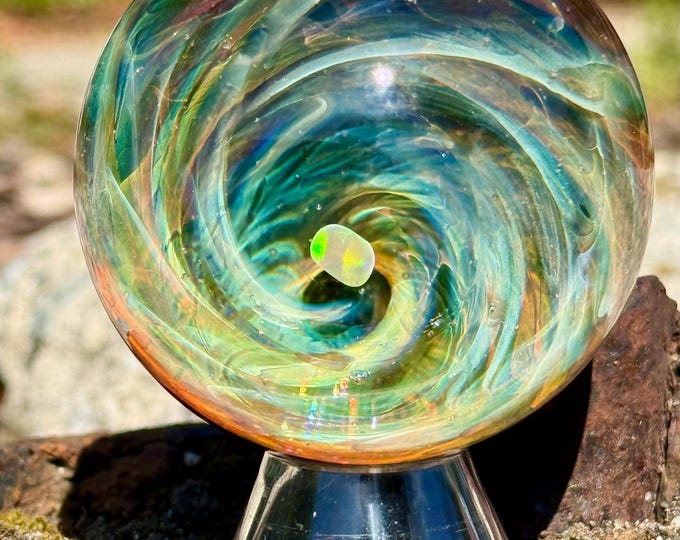 Featured listing image: Gold and Silver Fume Vortex Marble w/opal