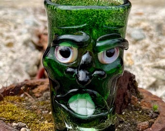Experimental Green Face Shot Glass