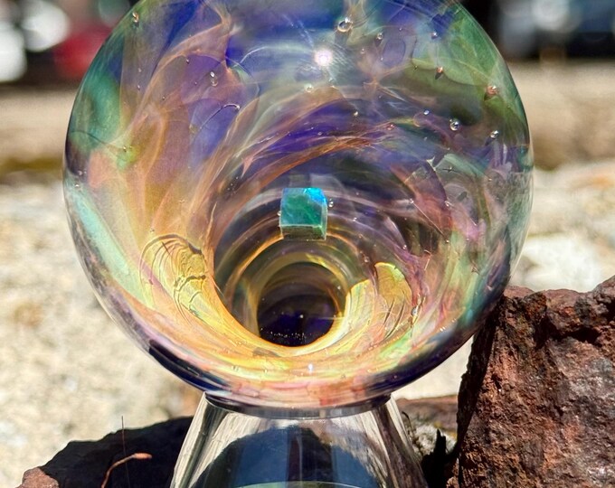 Featured listing image: Gold and Silver Fume Vortex w/square opal Marble