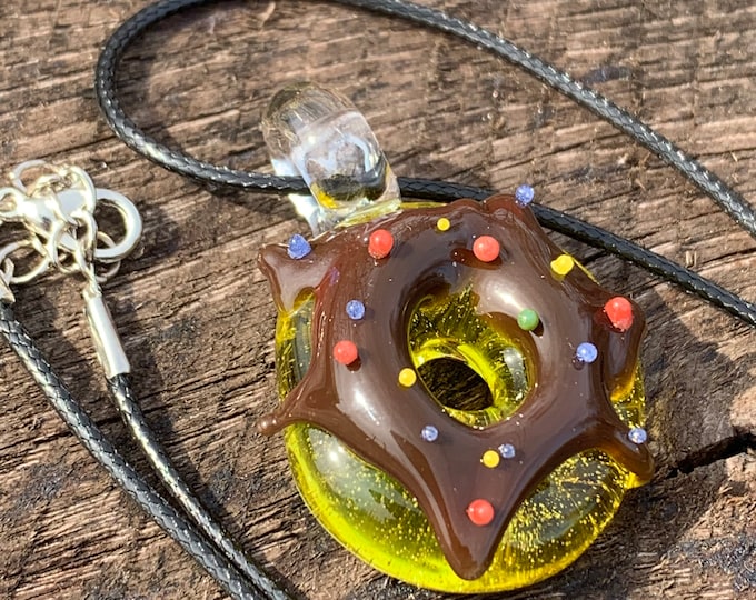 Citron Lemon Donut with Chocolate frosting donut pendant
