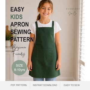 Kids Apron Sewing Pattern | Beginner Friendly PDF (Size 8-10 yrs)