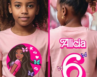 Personalized Afro Girl Birthday Shirt, Custom Family Cotton Tee