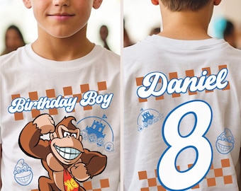 Personalized Donkey Kong Birthday Shirt, Retro Mario Family Matching Tee