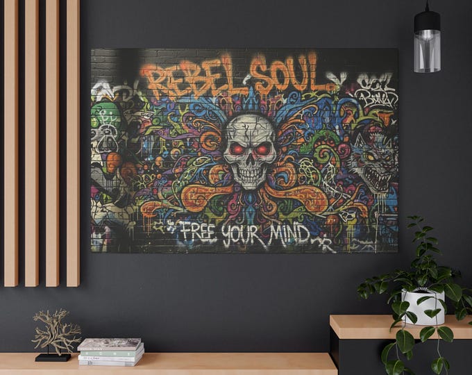 Rebel Soul Skull Graffiti Matte Canvas