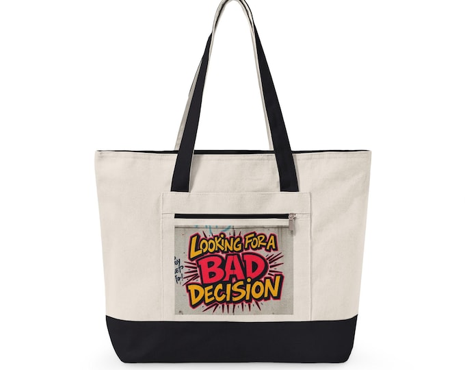 Looking for a Bad Decision Tote Bag | Comic Pop Art Quote