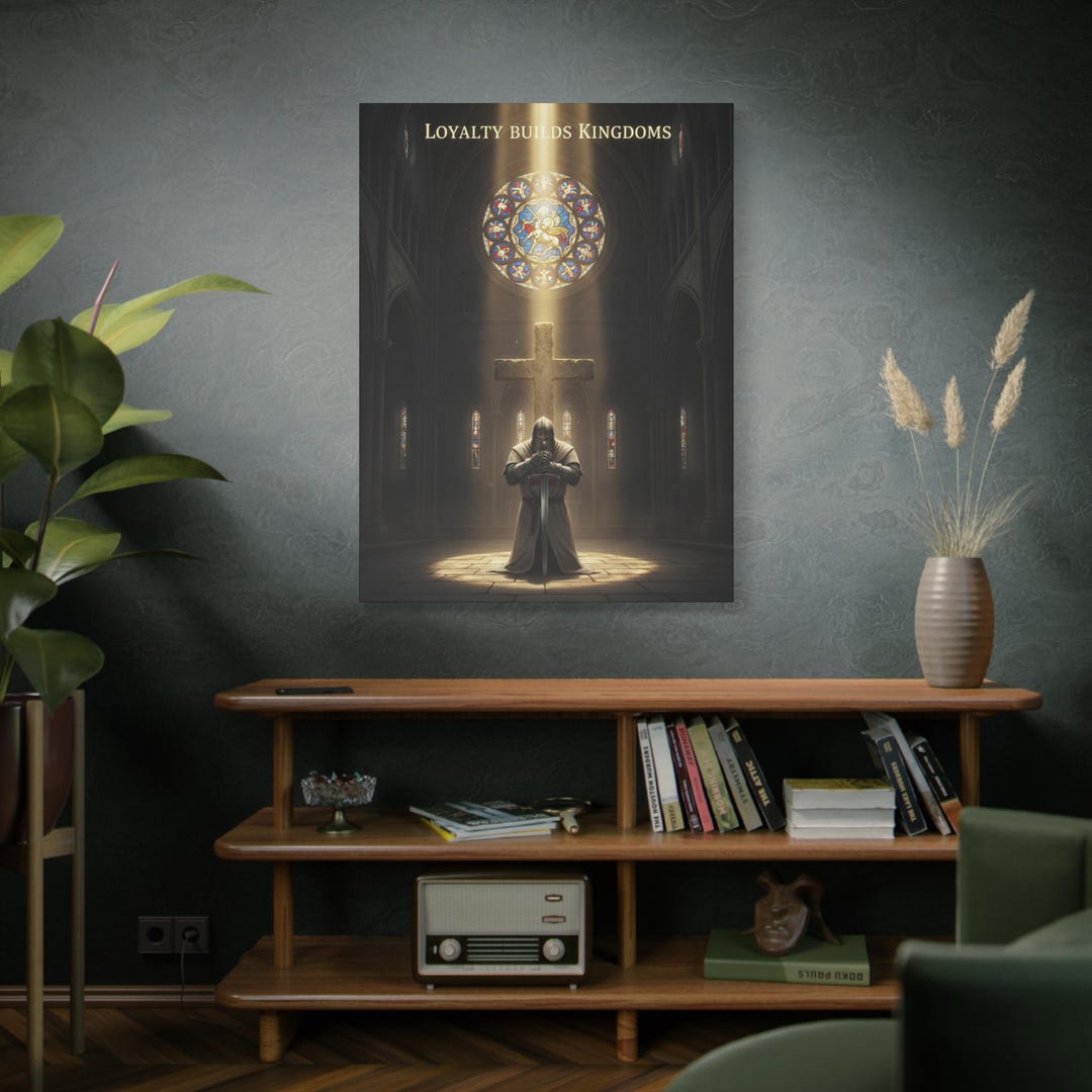 Knight Kneeling Before Cross Matte Canvas | Religious Wall Art, Stained ...