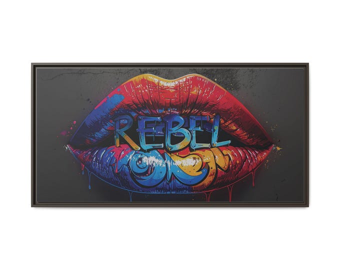 Rebel Lip Graffiti Art Canvas