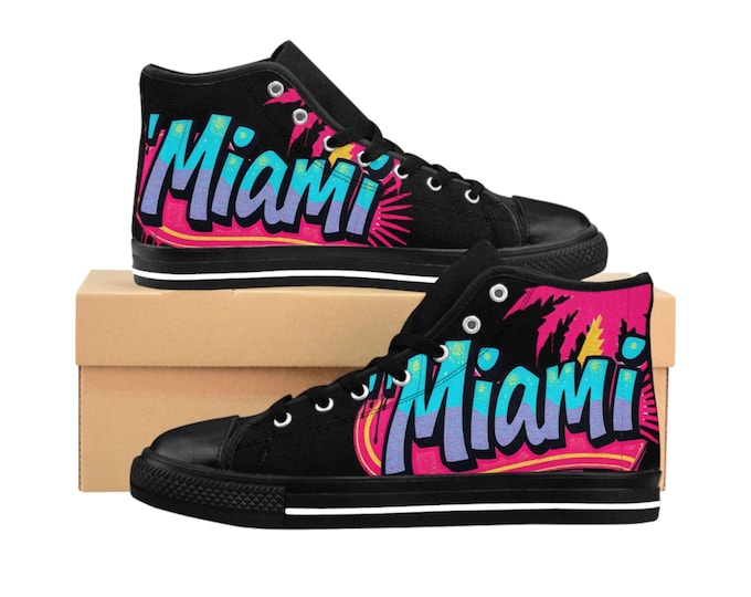 Miami Retro Palm High-Top Sneakers | Beach Vibes
