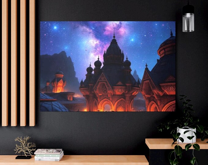 Fantasy Night Sky Palace Canvas | Matte Stretched Wall Art