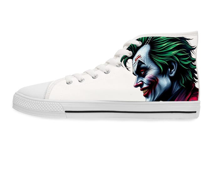Joker Face Illustration Women's High Top Sneakers | Clown Villain Art