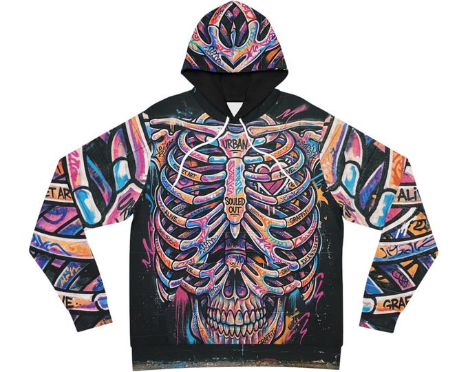 Graffiti Ribcage Skeleton Hoodie | Urban Street Art Pullover