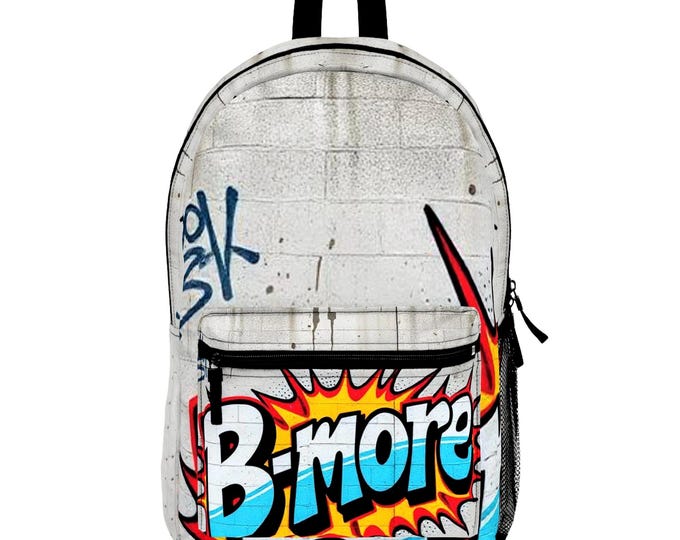 Bmore Graffiti Backpack | Urban Street Art Brick Wall Print