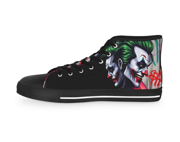 Joker Clown Face High Top, Men's High Top Sneakers | Clown Skull Art