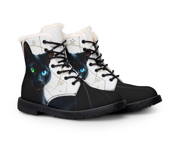 Black Cat Boots | Fur-Lined Leather Boots