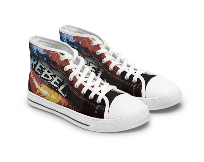 Rebel Flame Graphic High Top Sneakers |Womens Colorful Streetwear