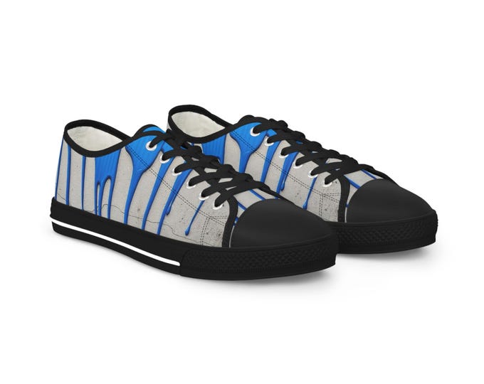 Blue Paint Drip Sneakers | Low Top Shoes