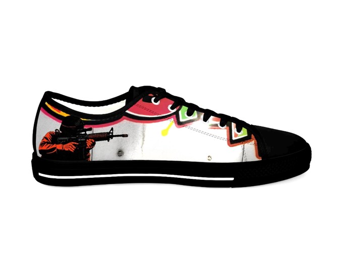 Colorful Graffiti Soldier Low Top Sneakers | Music Art Shoes