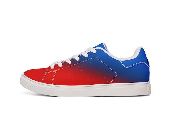 Patriotic Red White Blue Splash Sneakers | Mens Low-Top Leather Sneakers