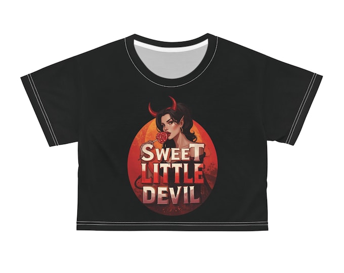 Sweet Little Devil crop tee | retro pinup devil illustration