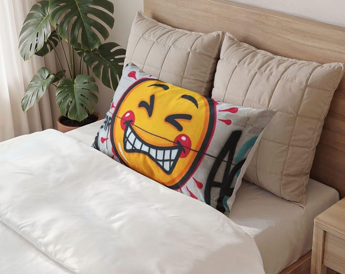 Graffiti Emoji Cotton Pillow Sham | Urban Street Art