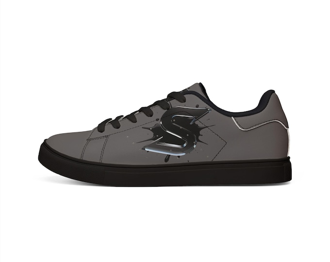Grey SpinBlade Splatter Sneakers | Mens Low-Top Leather Sneakers