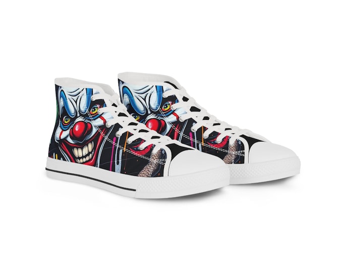 Creepy Clown Face High Top Sneakers | Horror Illustration Shoes