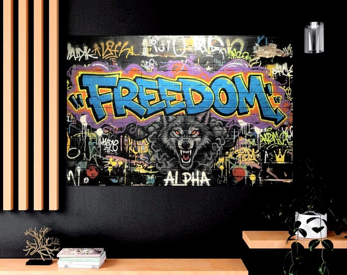Freedom Wolf Graffiti Matte Canvas