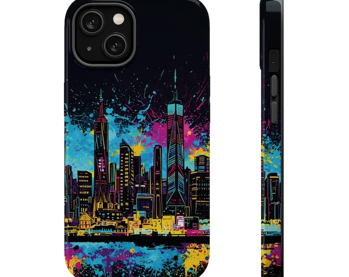 Neon City Skyline Phone Case | Magnetic Impact-Resistant Case