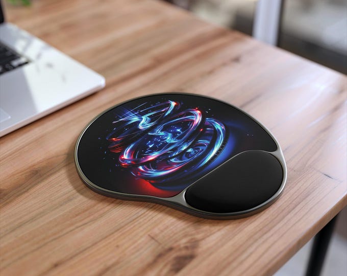 Neon Spiral Galaxy Mouse Pad with Wrist Rest | Ergonomic Desk Mat