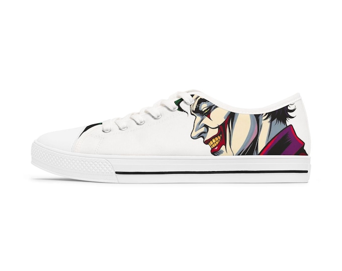 Joker Portrait Women's Low Top Sneakers | Comic Villain Art