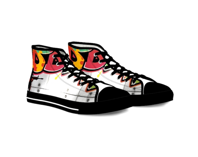 Graffiti Soldier High Top Sneakers | Street Art Canvas Shoes