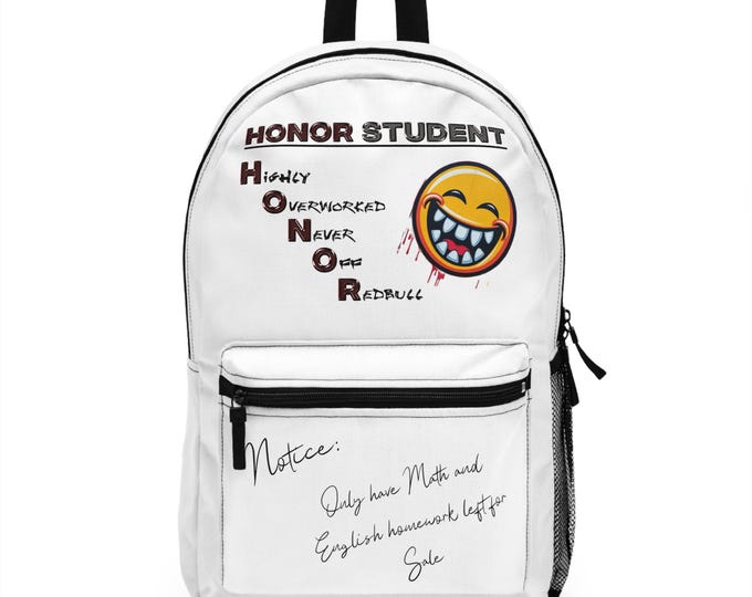Honor Student design Backpack | humorous emoji, school notes print